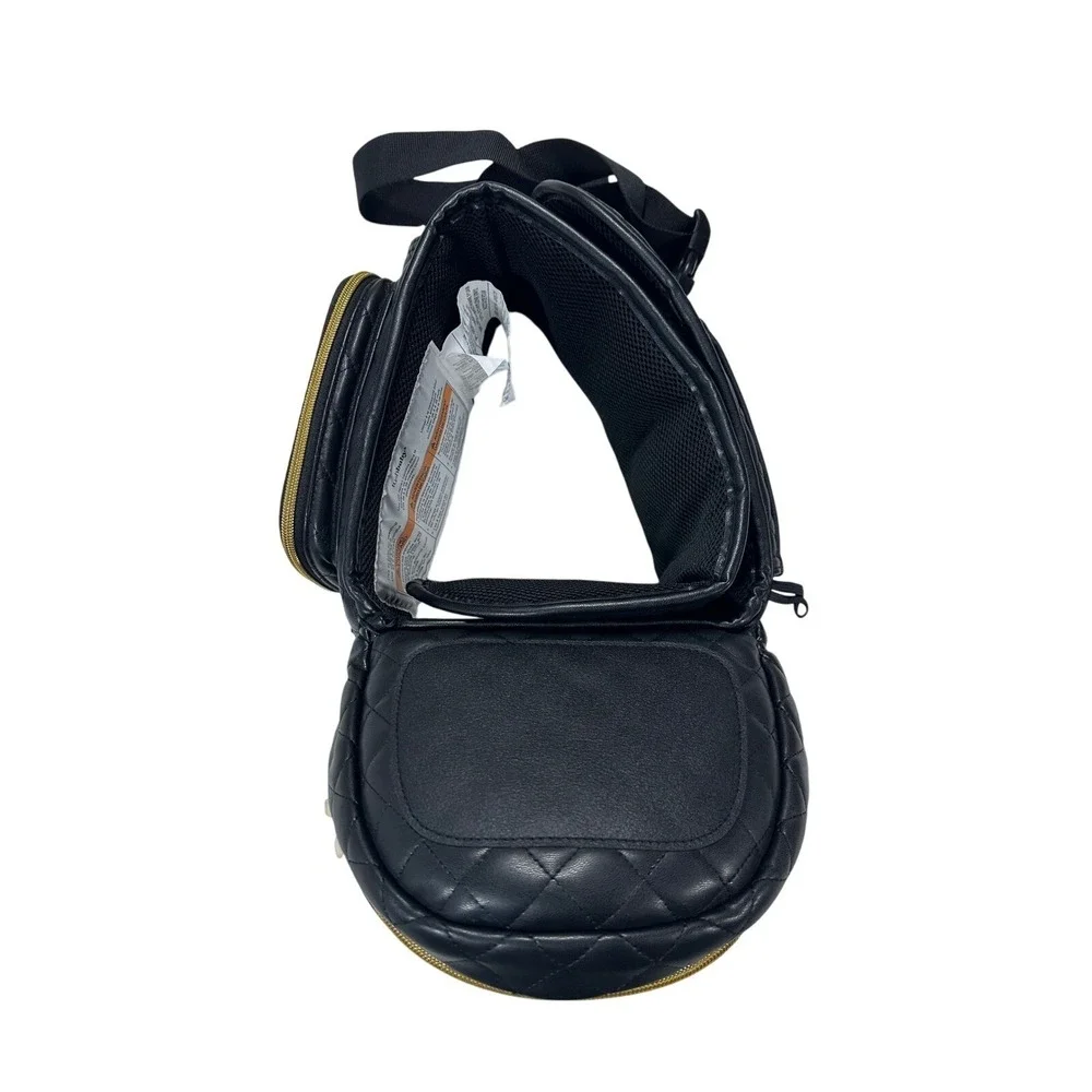 Tushbaby Quilted Faux Leather Waist Bag Hip Pack Carrier Black‎ Gold